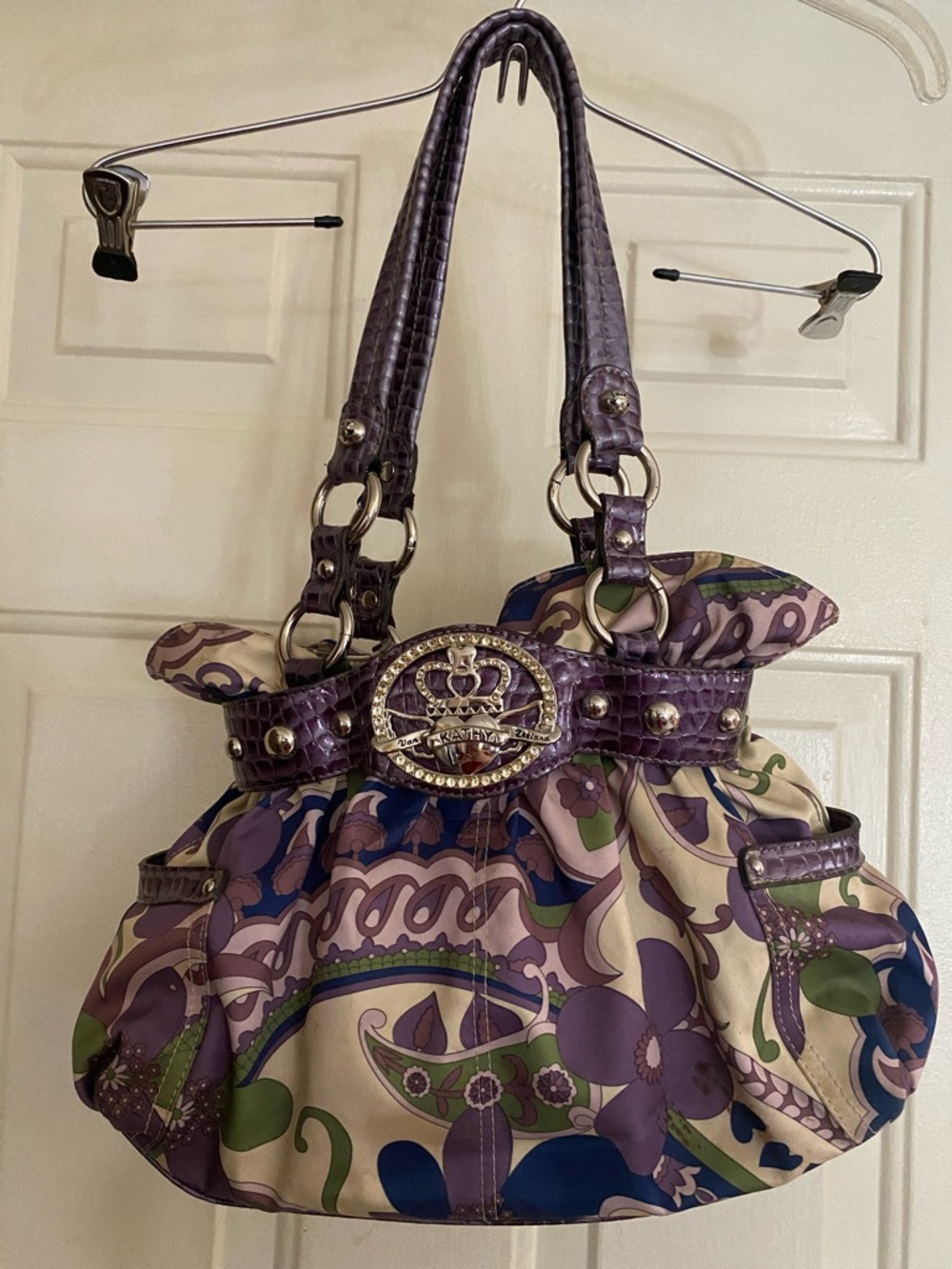 Kathy van Zeeland Purple Floral Pattern Hobo    Purse - Picture 3 of 15